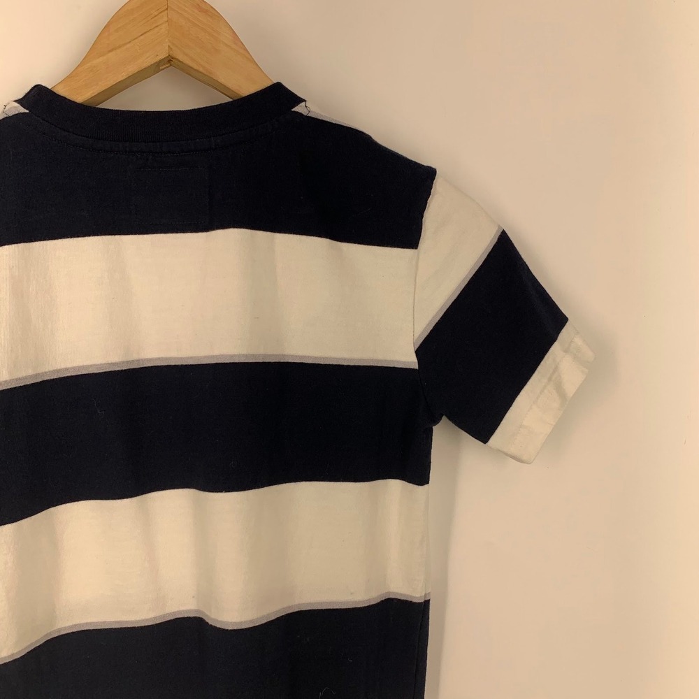 DC Shoes Kids Navy Blue White Striped Short Sleeve Pocket T-Shirt Skate Size 12 - Picture 7 of 12